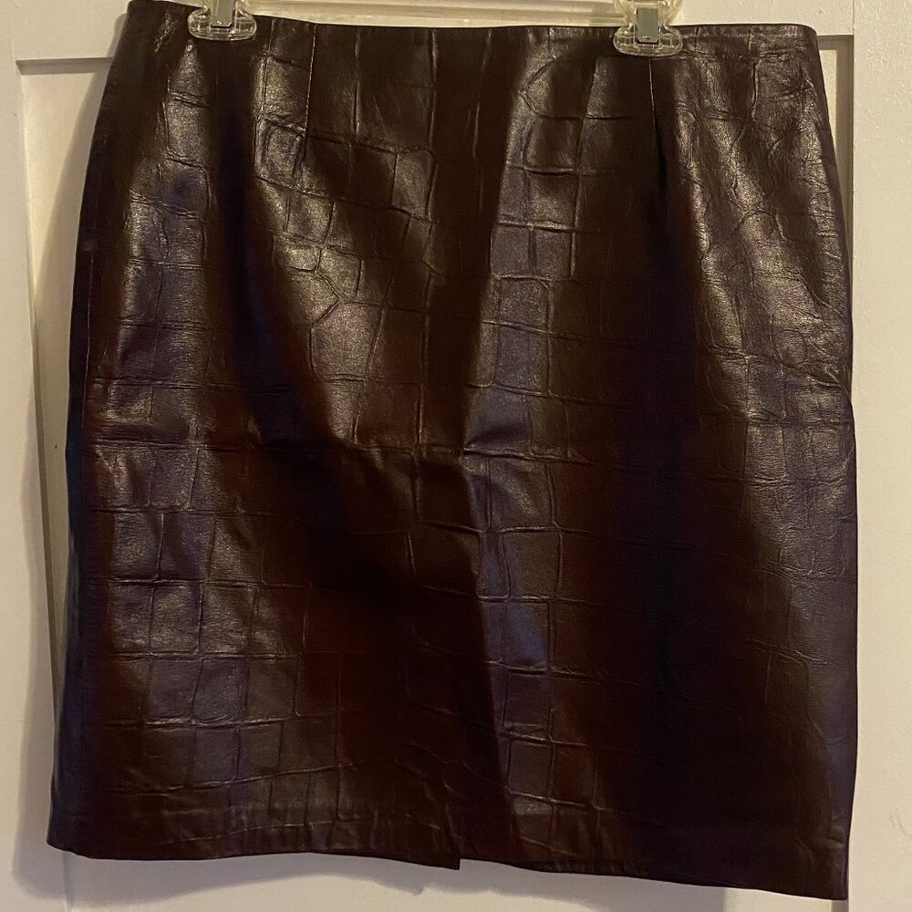 Margaret Godfrey leather skirt, size 10,  burgundy